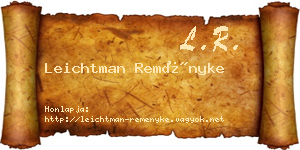Leichtman Reményke névjegykártya